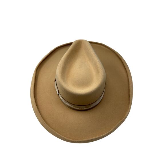 Freya Oat Felt Hat Womens Sz Medium 100% Wool Upturned Brim Hand Dyed Ribbon - Picture 3 of 7